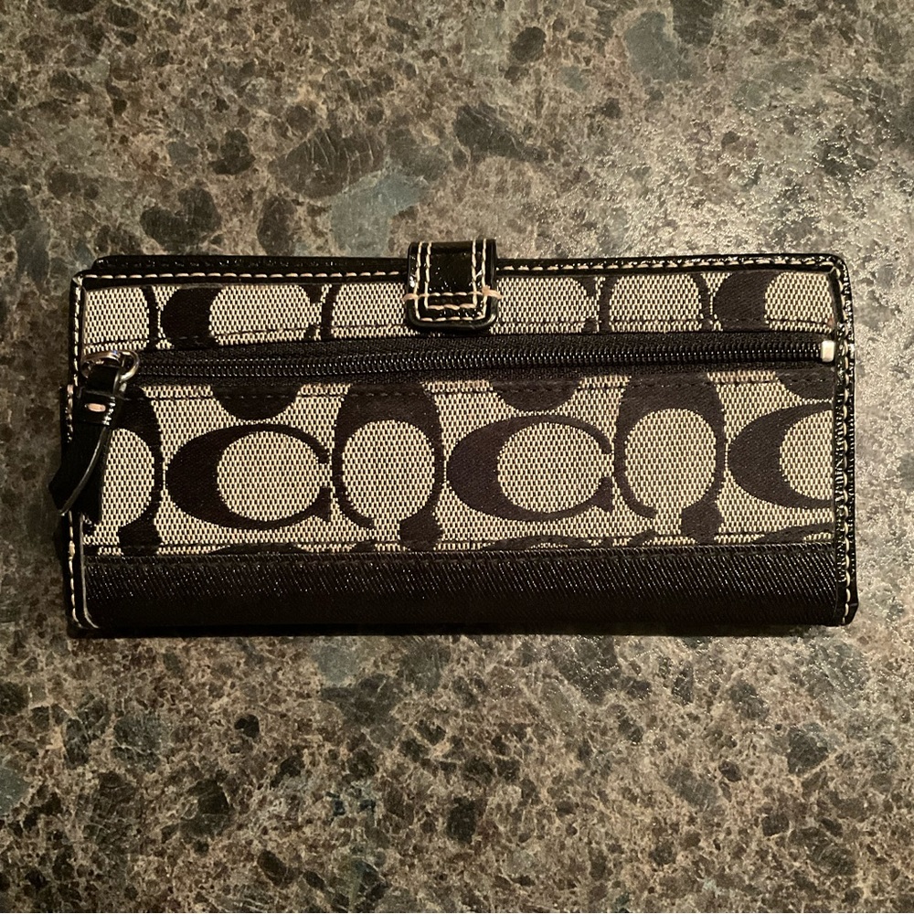 Coach Signature Card Holder in Black and Gray - Picture 2 of 5